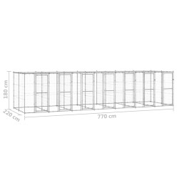 Chenil extérieur Acier galvanisé avec toit 16,94 m²