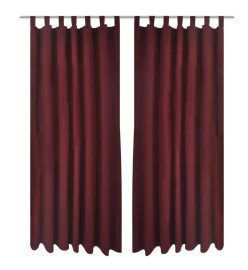 2 pcs Rideau à Passant Micro Satin Bordeaux 140 x 225 cm