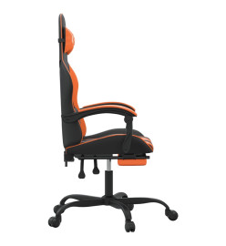 Chaise de jeu avec repose-pied Noir et orange Similicuir