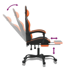 Chaise de jeu avec repose-pied Noir et orange Similicuir