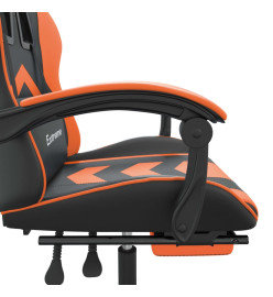 Chaise de jeu avec repose-pied Noir et orange Similicuir