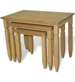 Ensemble de tables gigognes 3 pièces Gamme Corona Pin mexicain