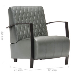 Fauteuil Gris Cuir véritable