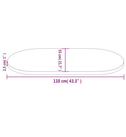 Dessus de table blanc 110x55x2,5 cm bois de pin massif ovale