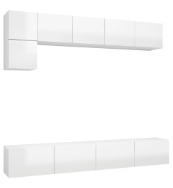 Ensemble de meuble TV 5 pcs Blanc brillant Aggloméré