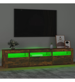 Meuble TV avec lumières LED Chêne fumé 180x35x40 cm