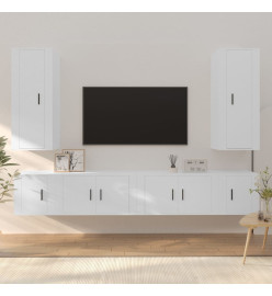 Ensemble de meubles TV 6 pcs Blanc Bois d'ingénierie