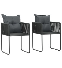 Chaises d'extérieur 2 pcs avec oreillers Résine tressée Noir