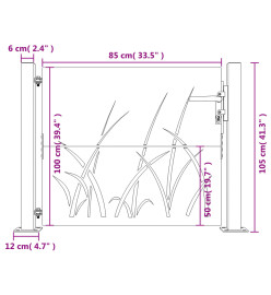 Portail de jardin 105x105 cm acier corten conception d'herbe