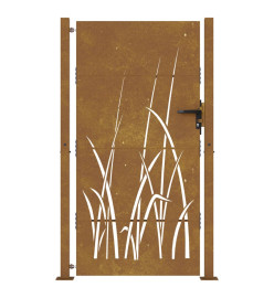 Portail de jardin 105x205 cm acier corten conception d'herbe