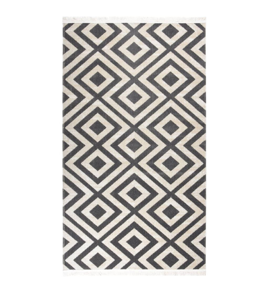 Tapis à tissage plat d'extérieur 115x170 cm Noir et beige clair