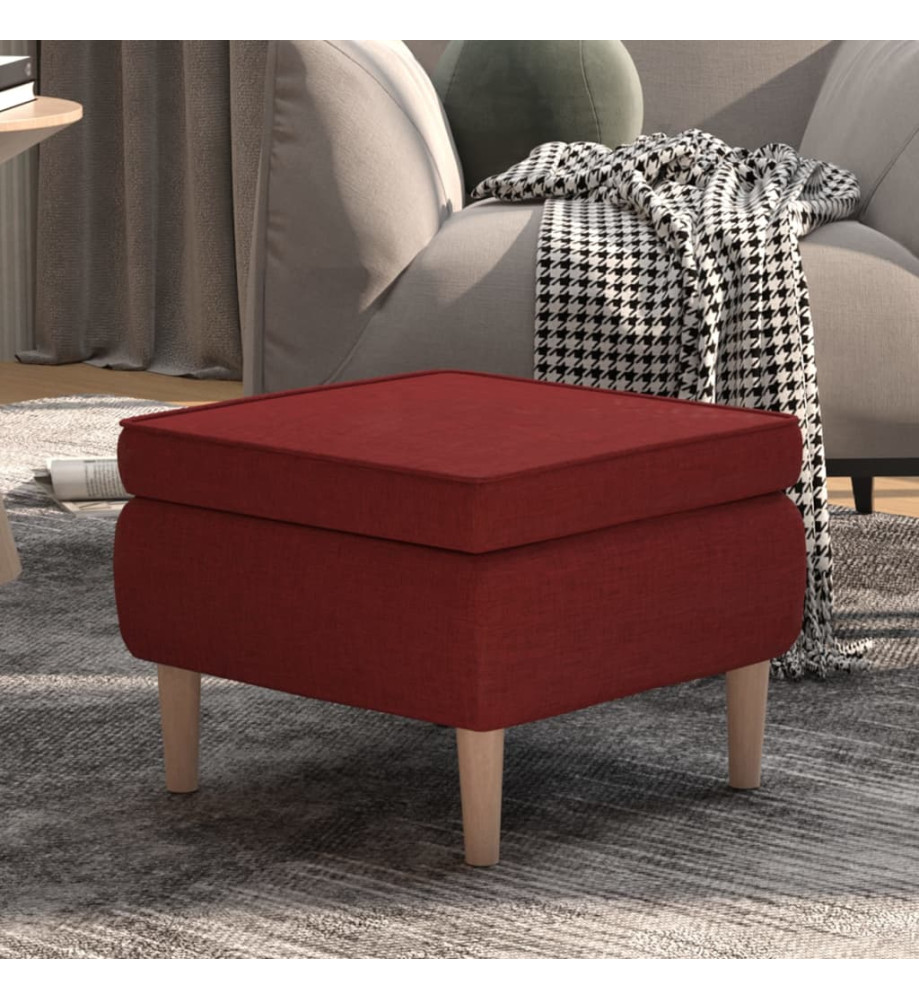 Tabouret avec pieds en bois Rouge bordeaux Tissu