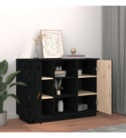 Buffet Noir 100x40x75 cm Bois massif de pin