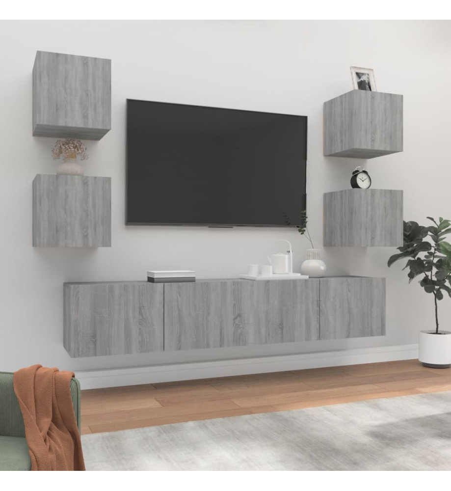 Ensemble de meubles TV 6 pcs Sonoma gris Bois d'ingénierie