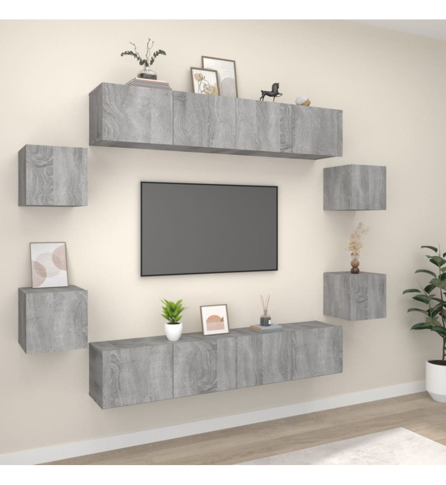 Ensemble de meubles TV 8 pcs Sonoma gris Bois d'ingénierie