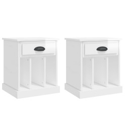 Tables de chevet 2 pcs blanc brillant 43x36x50 cm