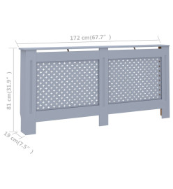 Cache-radiateur Anthracite 172x19x81 cm MDF