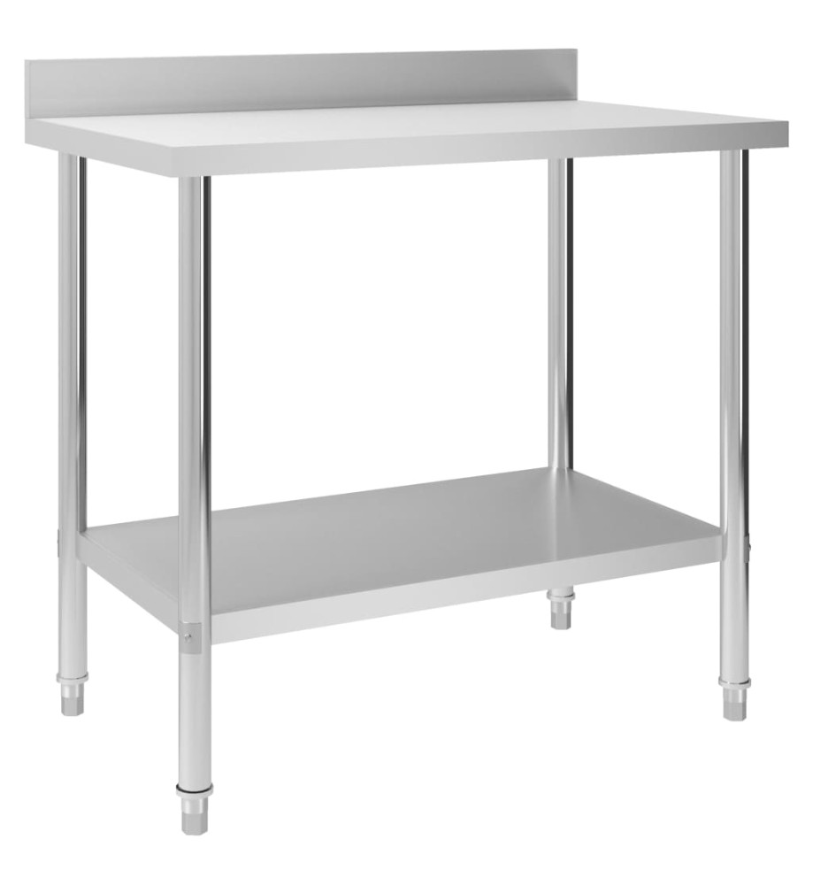 Table de travail de cuisine avec dosseret 100x60x93 cm Inox