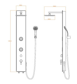 SCHÜTTE Panneau de douche en verre mitigeur GLASDUSCHPANEEL anthracite