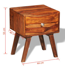 Table de chevet avec 1 tiroir 55 cm Bois massif de Sesham