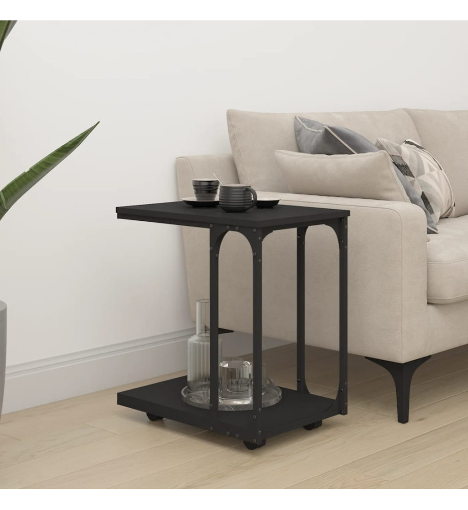 Table d'appoint avec roues Noir 50x35x55,5 cm Bois d'ingénierie