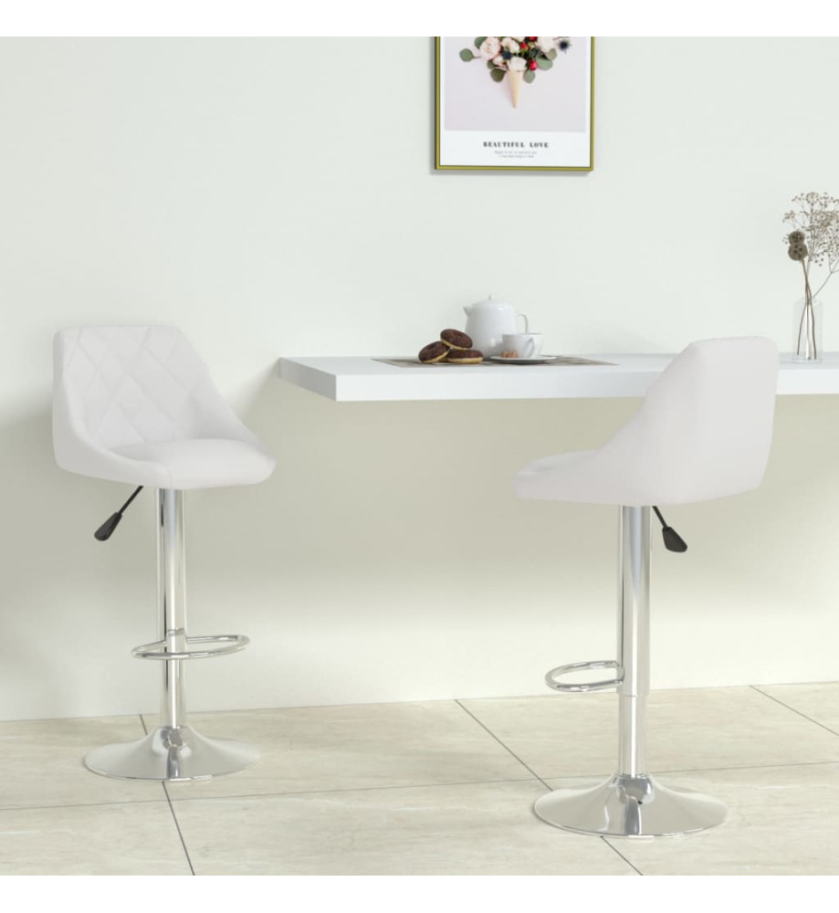 Tabourets de bar lot de 2 blanc similicuir