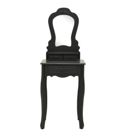 Ensemble de coiffeuse avec tabouret Noir 50x59x136 cm Paulownia