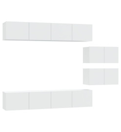 Ensemble de meubles TV 6 pcs Blanc Bois d'ingénierie