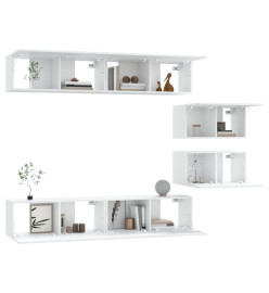 Ensemble de meubles TV 6 pcs Blanc Bois d'ingénierie