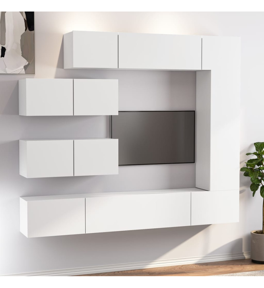 Ensemble de meubles TV 7 pcs Blanc Bois d'ingénierie