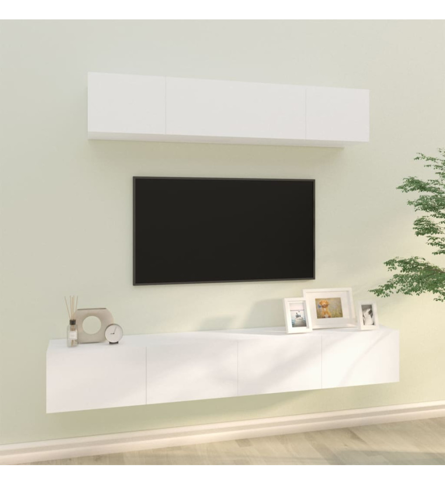 Ensemble de meubles TV 4 pcs Blanc Bois d'ingénierie