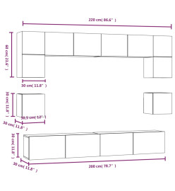 Ensemble de meubles TV 8 pcs Blanc Bois d'ingénierie