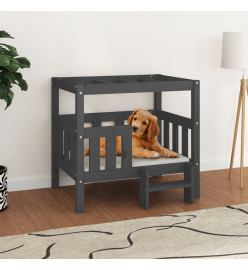 Lit pour chien Gris 75,5x63,5x70 cm Bois de pin solide