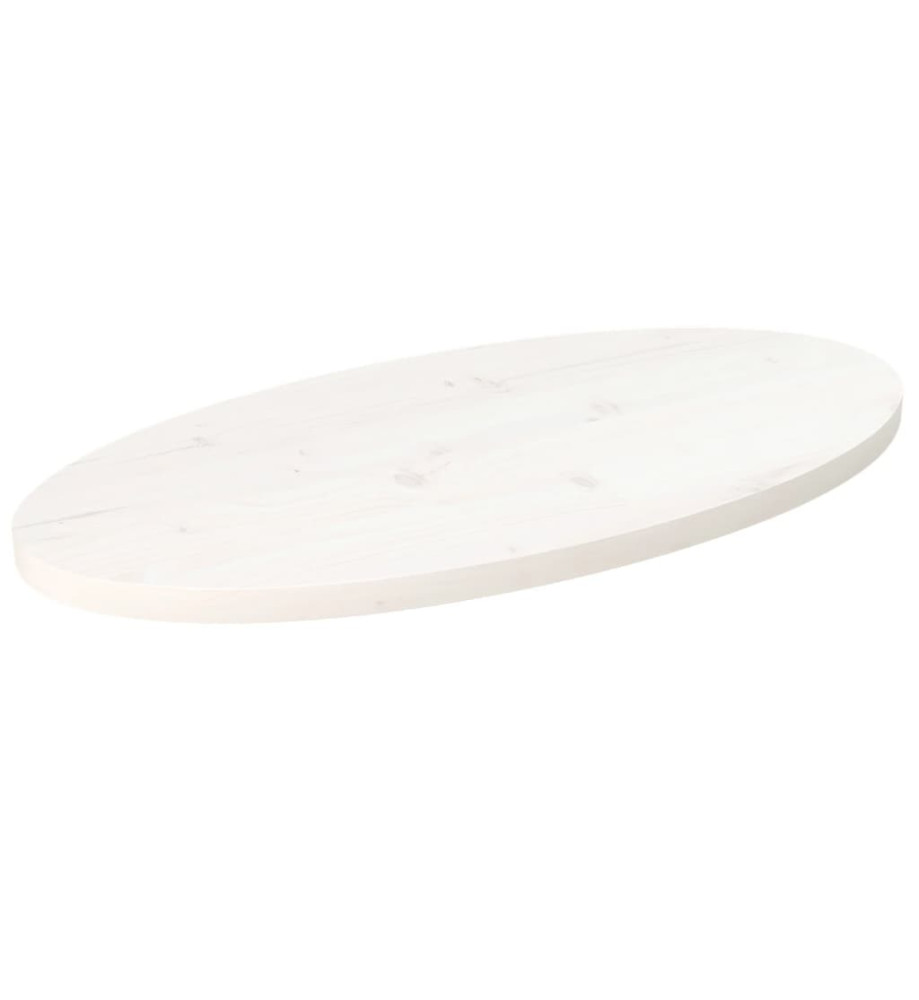 Dessus de table blanc 60x30x2,5 cm bois de pin massif ovale