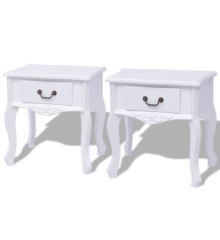 Table de chevet 2 pcs MDF Blanc