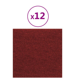 Panneaux muraux 12 pcs Rouge bordeaux 30x30 cm Tissu 1,08 m²