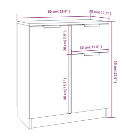 Buffets 2 pcs Chêne marron 60x30x70 cm Bois d'ingénierie