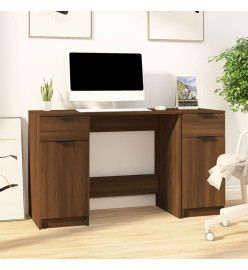 Bureau avec armoire latérale Chêne marron Bois d'ingénierie