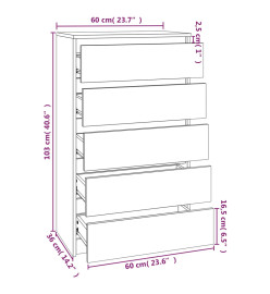 Commode Blanc brillant 60x36x103 cm Bois d'ingénierie