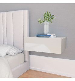 Tables de chevet flottantes 2 pcs Blanc brillant 40x30x15 cm