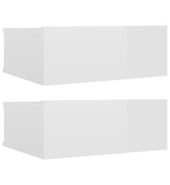 Tables de chevet flottantes 2 pcs Blanc brillant 40x30x15 cm