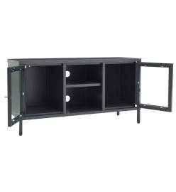 Meuble TV Anthracite 105x35x52 cm Acier et verre