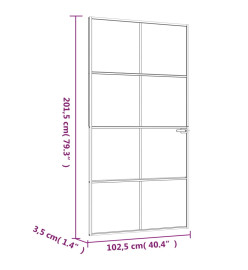 Porte d'intérieur Blanc 102x201,5 cm Trempé verre aluminium fin