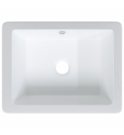 Évier de salle de bain blanc rectangulaire céramique