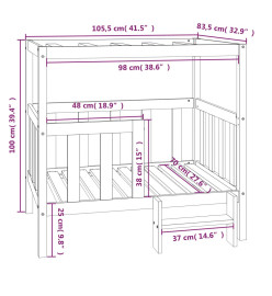 Lit pour chien Noir 105,5x83,5x100 cm Bois de pin solide