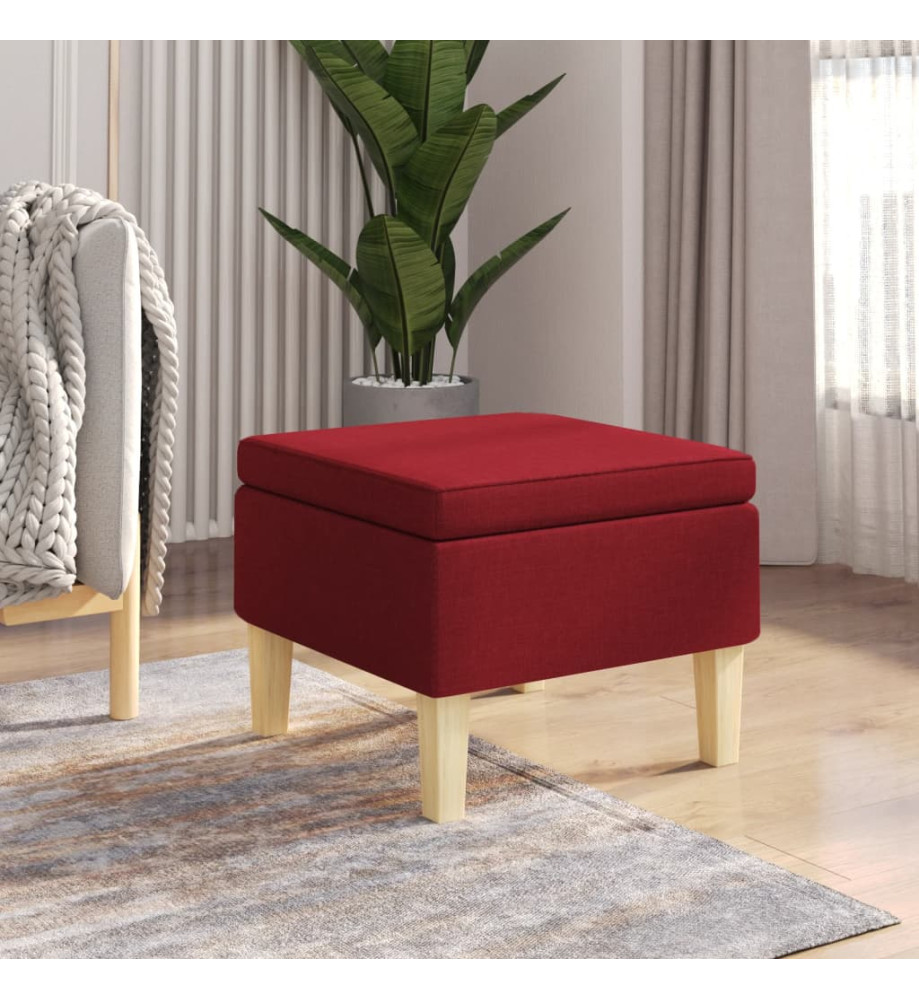 Tabouret avec pieds en bois Rouge bordeaux Tissu