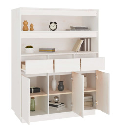 Buffet haut Blanc 89x40x116,5 cm Bois massif de pin