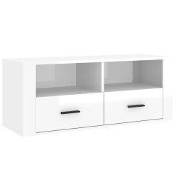 Meuble TV Blanc brillant 100x35x40 cm Bois d'ingénierie