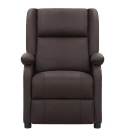 Fauteuil inclinable électrique marron cuir véritable