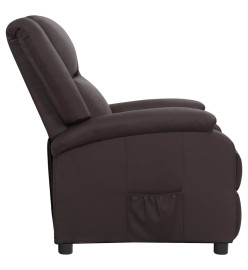 Fauteuil inclinable électrique marron cuir véritable